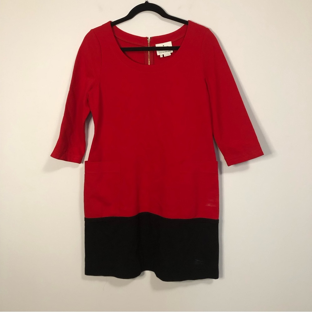Kate Spade Racquel Ponte Colorblock Red Black Sheath Dress Medium